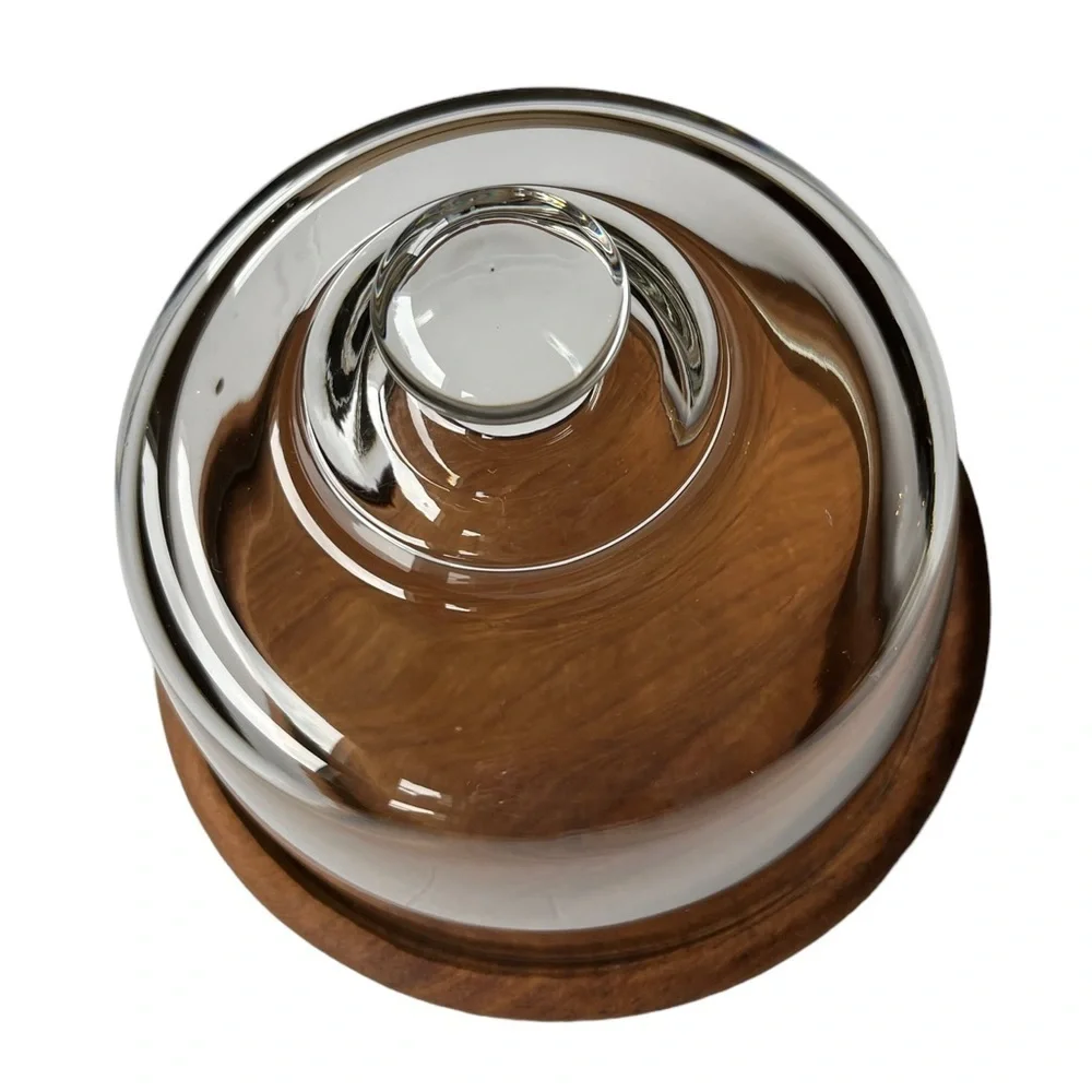 Goodwood Teakwood Cheese Tray with Clear Glass Dome by Julie Pomerantz